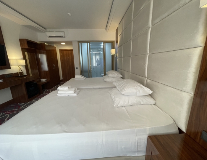 Делюкс 2-местный 1-комнатный делюкс с французским балконом (3 этаж) вид город, горы - Отель Гранд Отель Сухум / Grand Hotel Sukhum