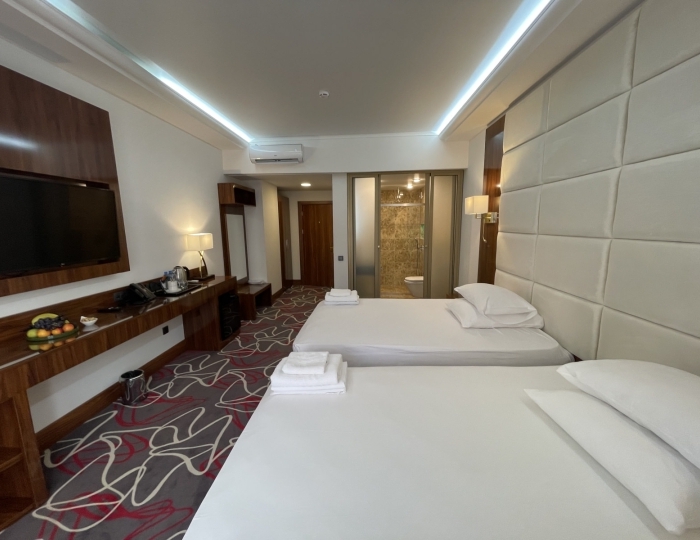 Комфорт 2-местный 1-комнатный комфорт с тремя французскими балконами (2 этаж) вид на город - Отель Гранд Отель Сухум / Grand Hotel Sukhum